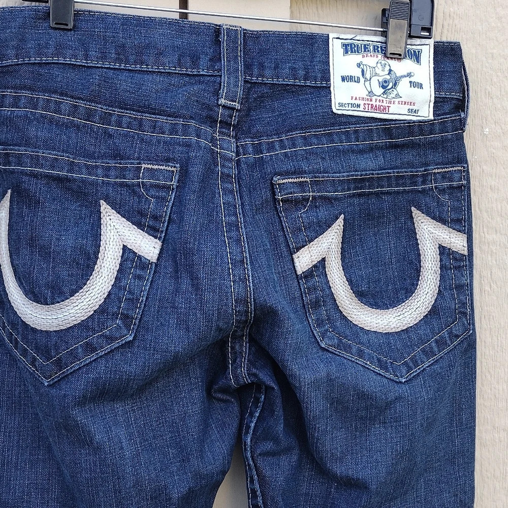 True Religion Section Straight Seat World Tour Jeans Blue Men's 31 - Picture 5 of 13